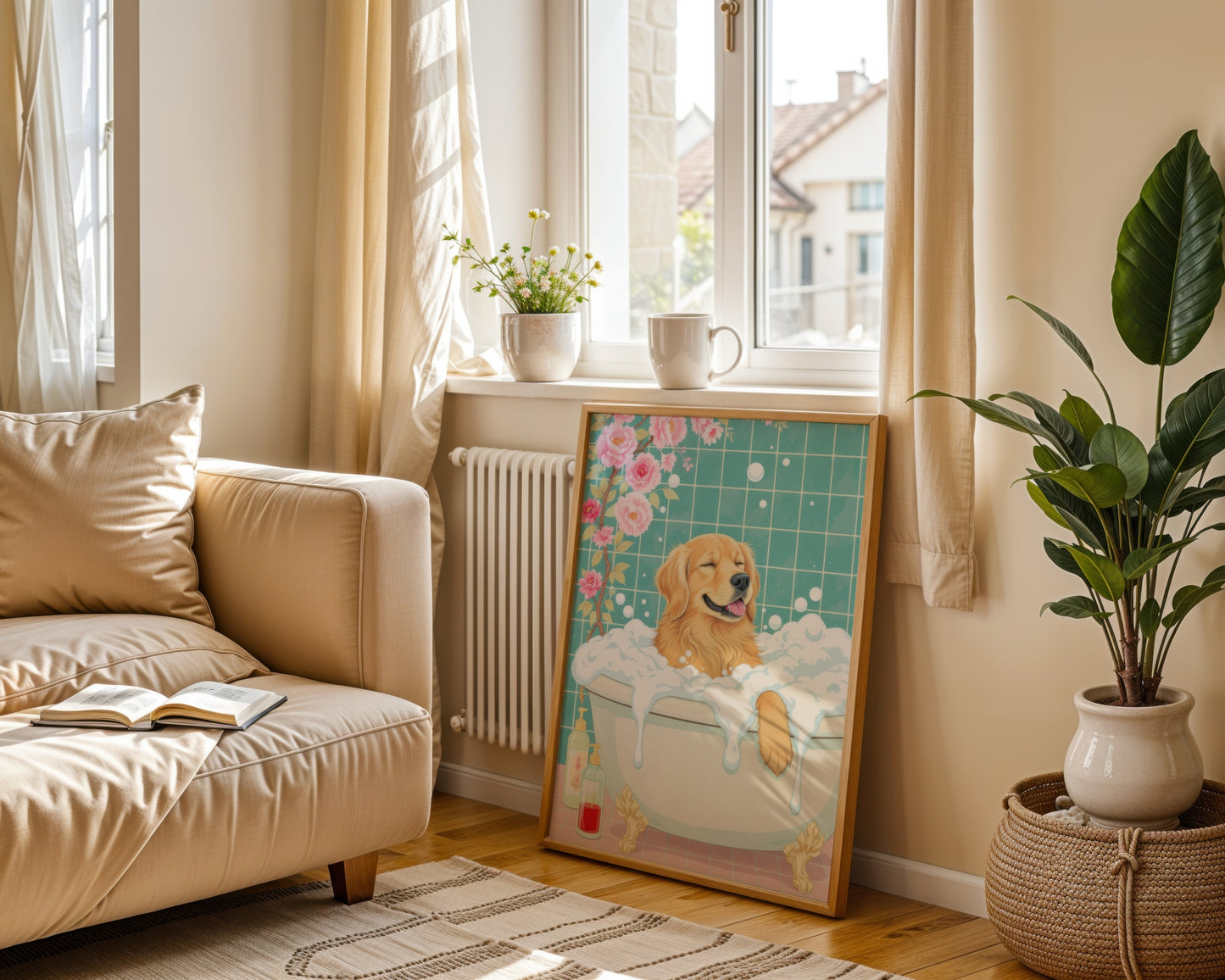 Golden Retriever Mint Bathtub