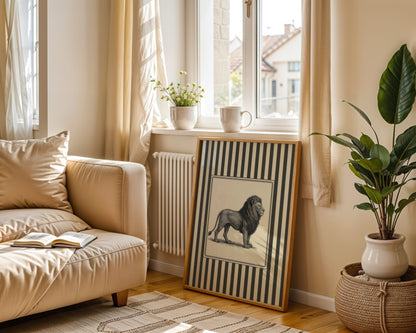 Lion Portrait Black White Striped