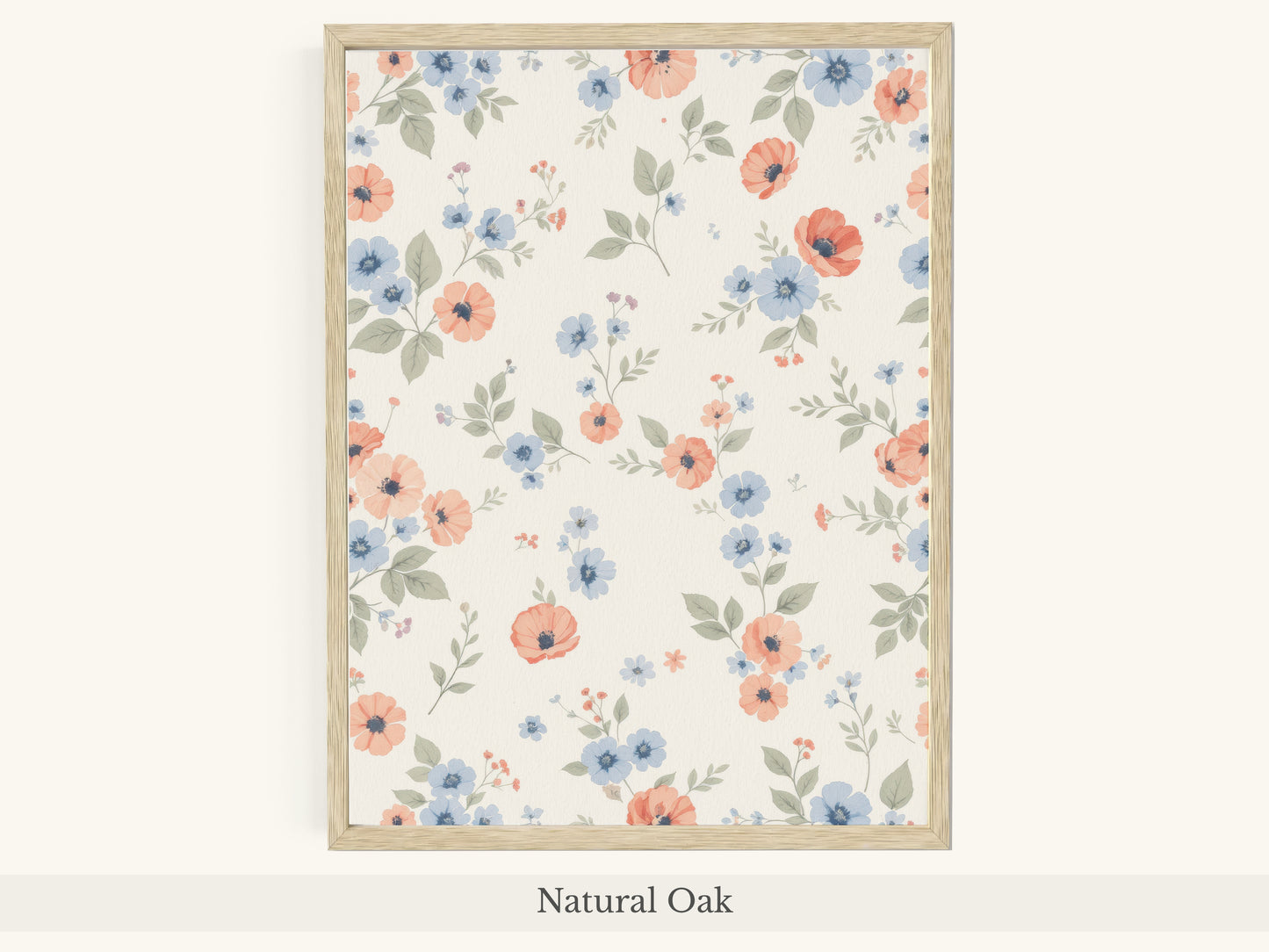 Peach Blue Scattered Floral