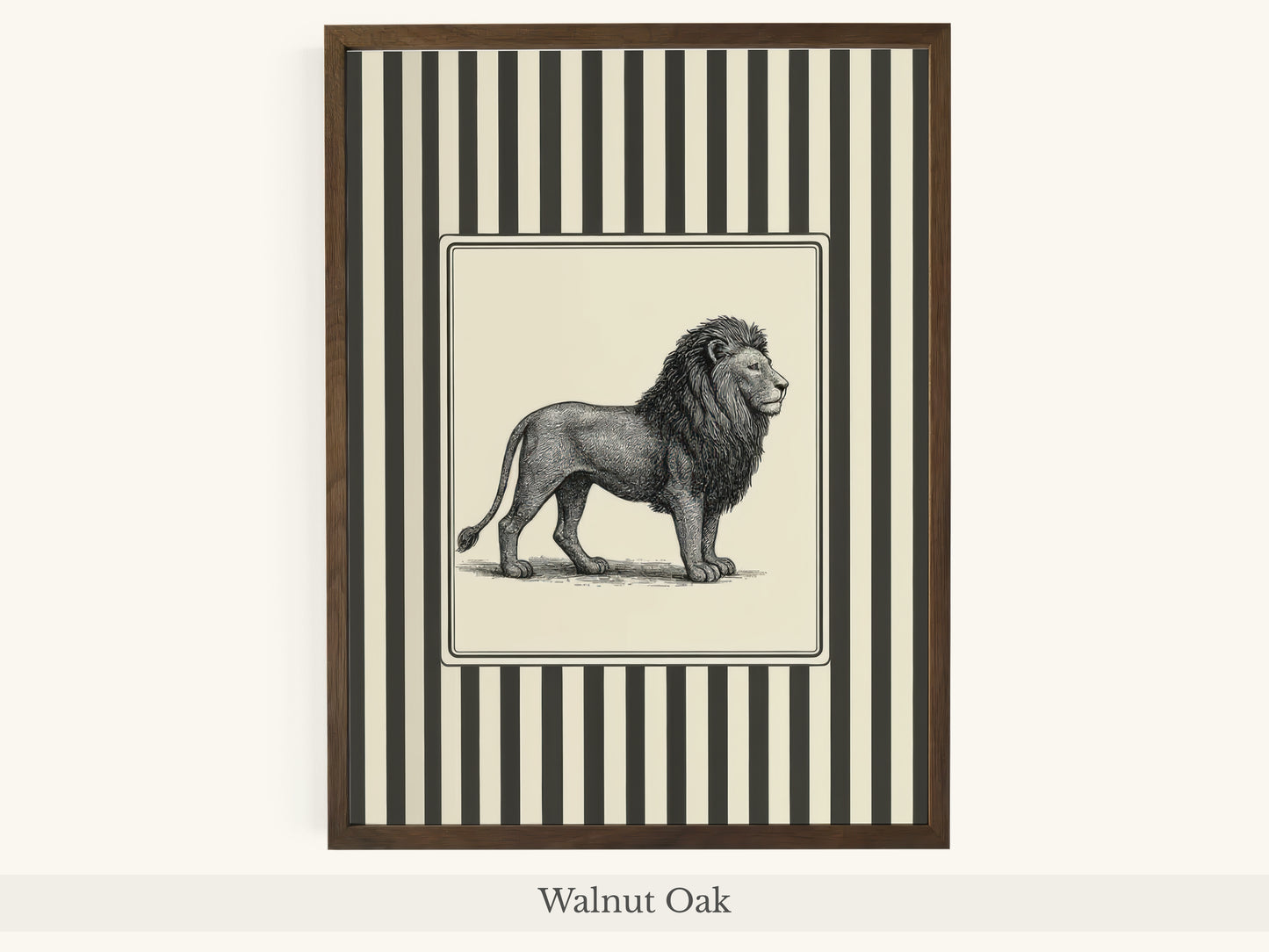 Lion Portrait Black White Striped