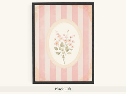 Pink Flowers Oval Frame