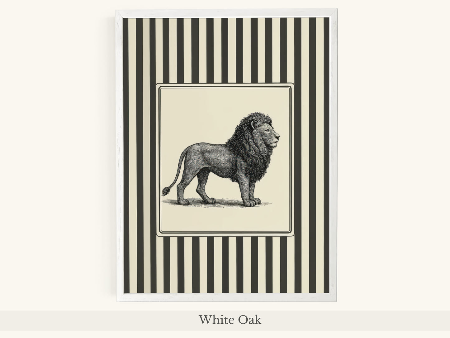 Lion Portrait Black White Striped