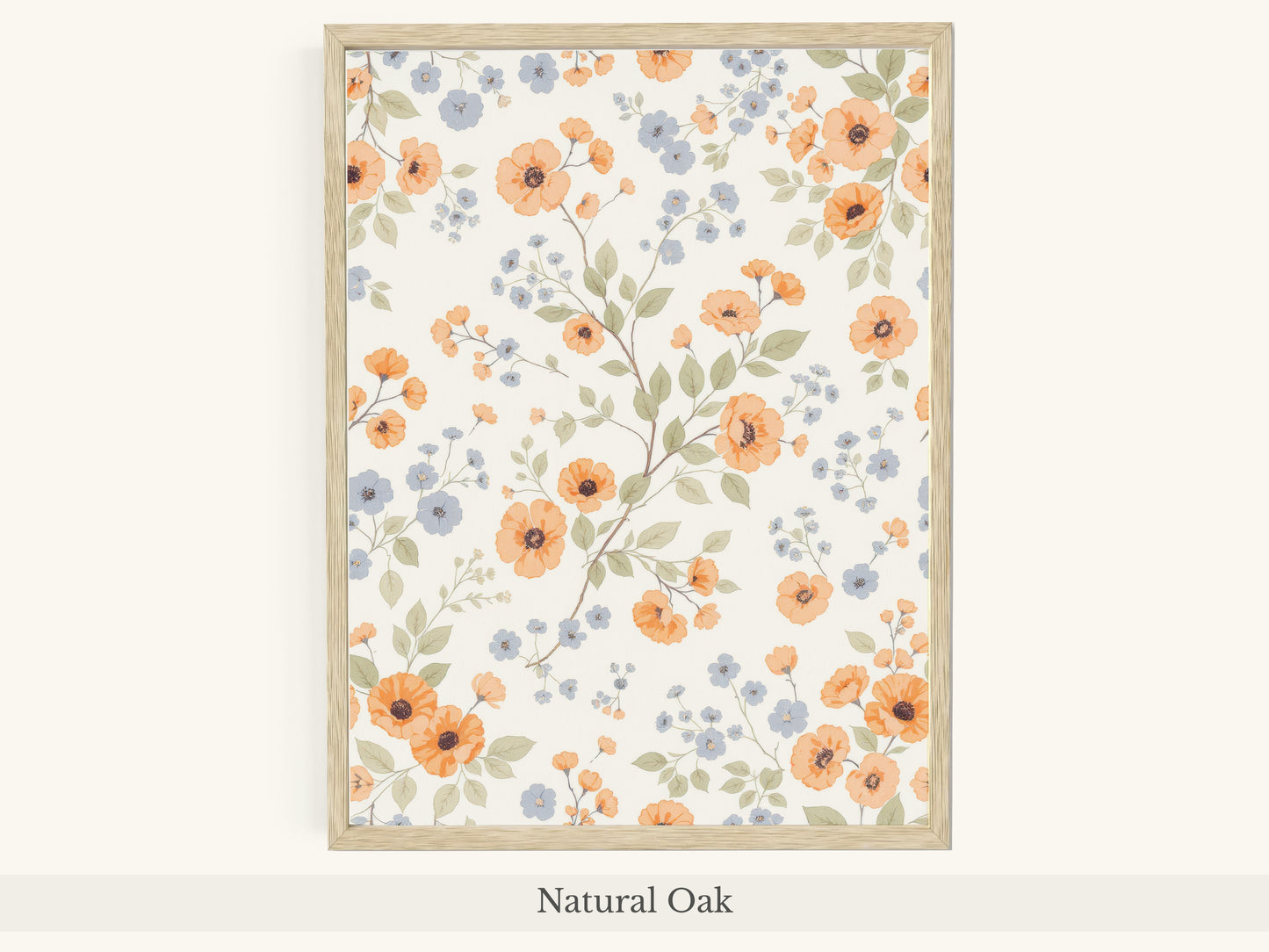 Peach Blue Floral Pattern