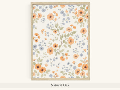 Peach Blue Floral Pattern