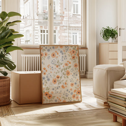 Peach Blue Floral Pattern