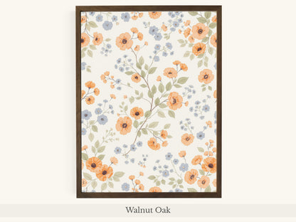 Peach Blue Floral Pattern