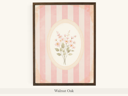 Pink Flowers Oval Frame