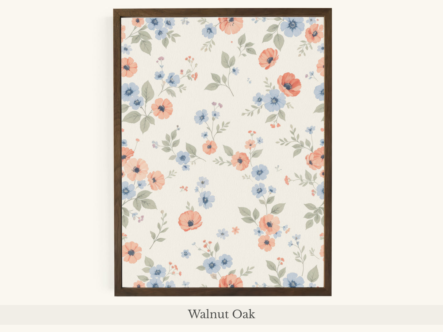 Peach Blue Scattered Floral
