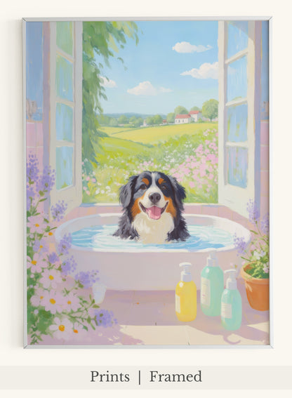 Bernese Dog Pink Bathtub Scene - Main Thumbnail