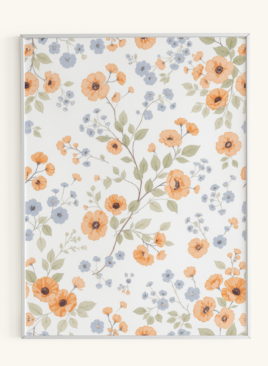 Peach Blue Floral Pattern