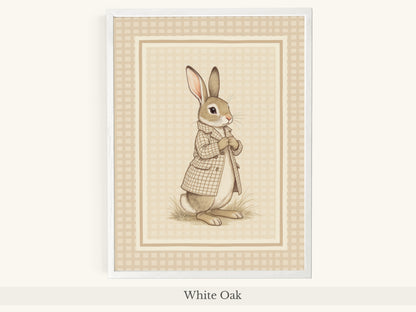 Rabbit Trench Coat Beige Gingham Art - White Oak Frame