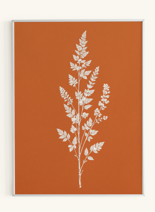White Botanical Branch Terracotta