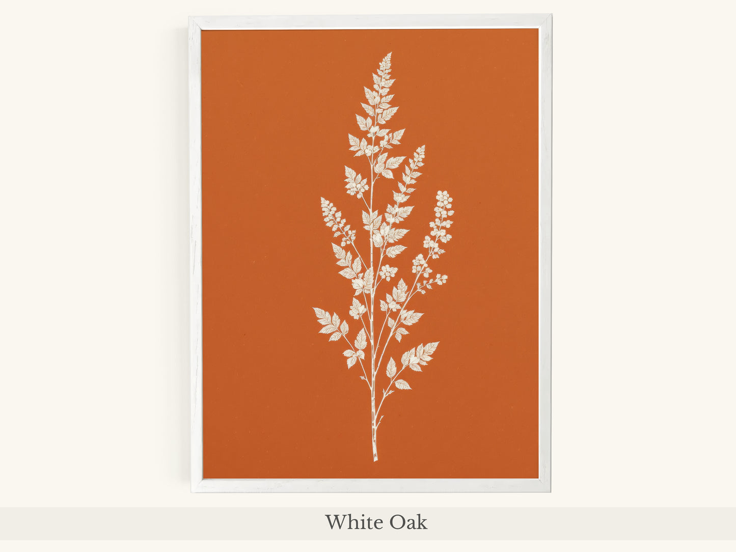 White Botanical Branch Terracotta