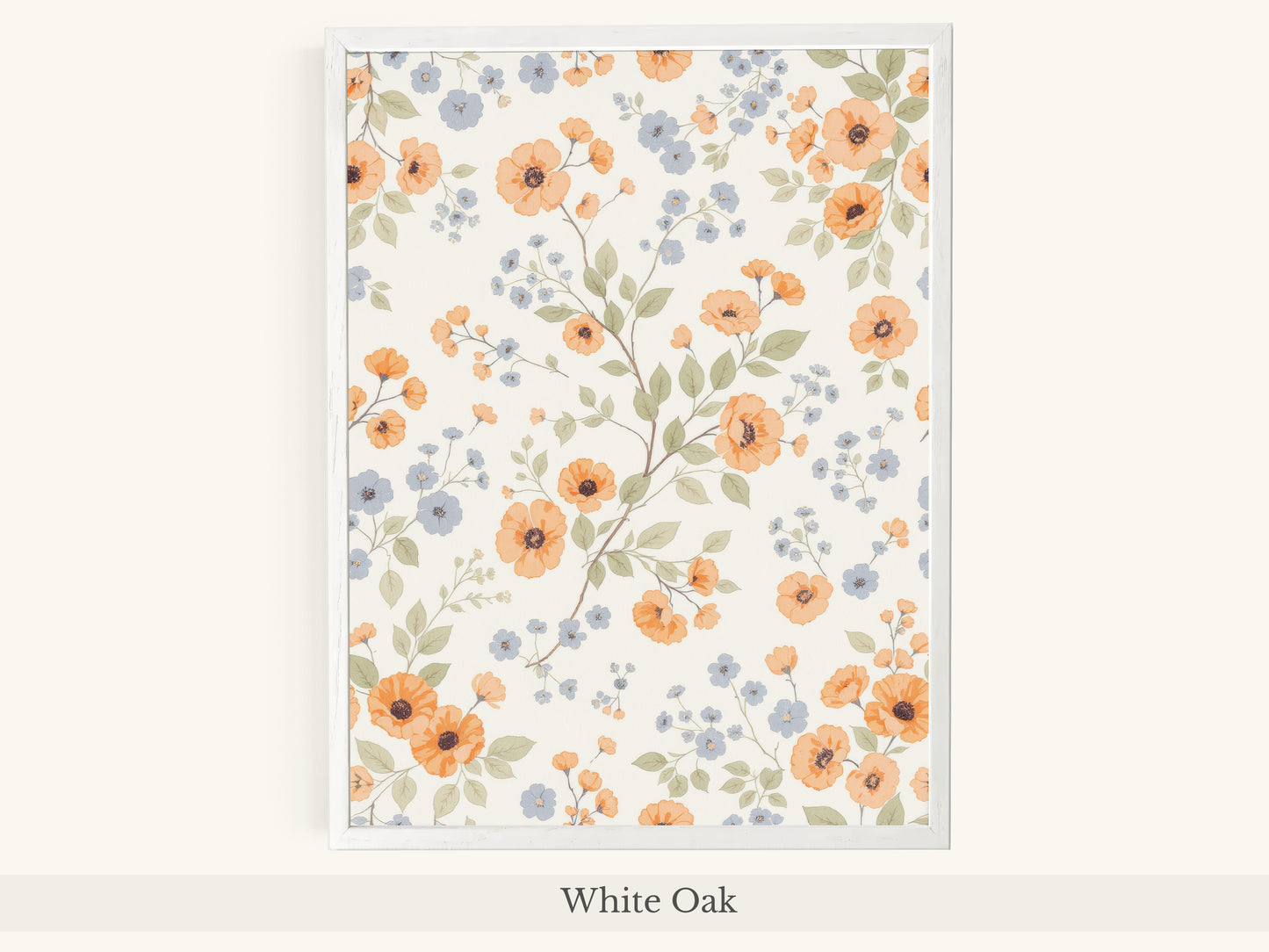 Peach Blue Floral Pattern