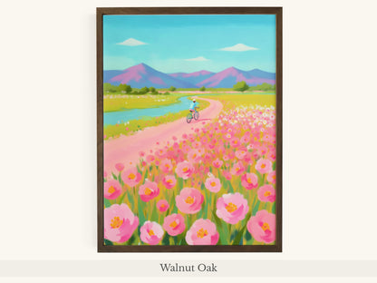 Pink Poppy Field Bicycle Mountain