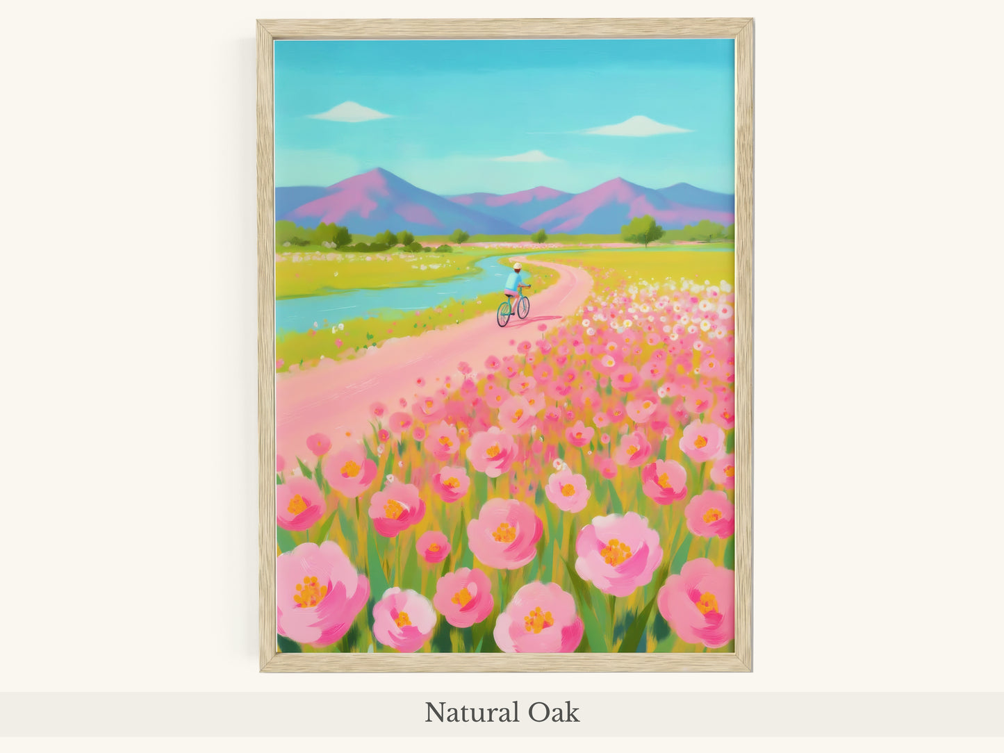 Pink Poppy Field Bicycle Mountain