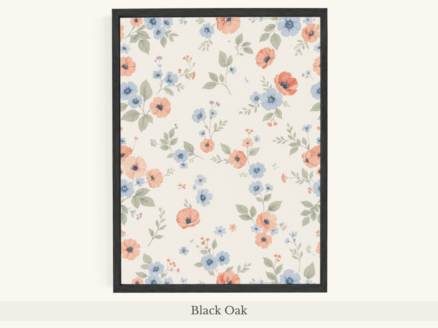 Peach Blue Scattered Floral