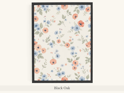 Peach Blue Scattered Floral