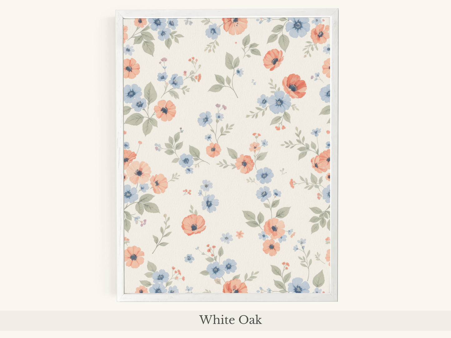 Peach Blue Scattered Floral