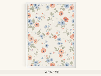 Peach Blue Scattered Floral