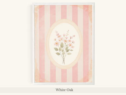 Pink Flowers Oval Frame