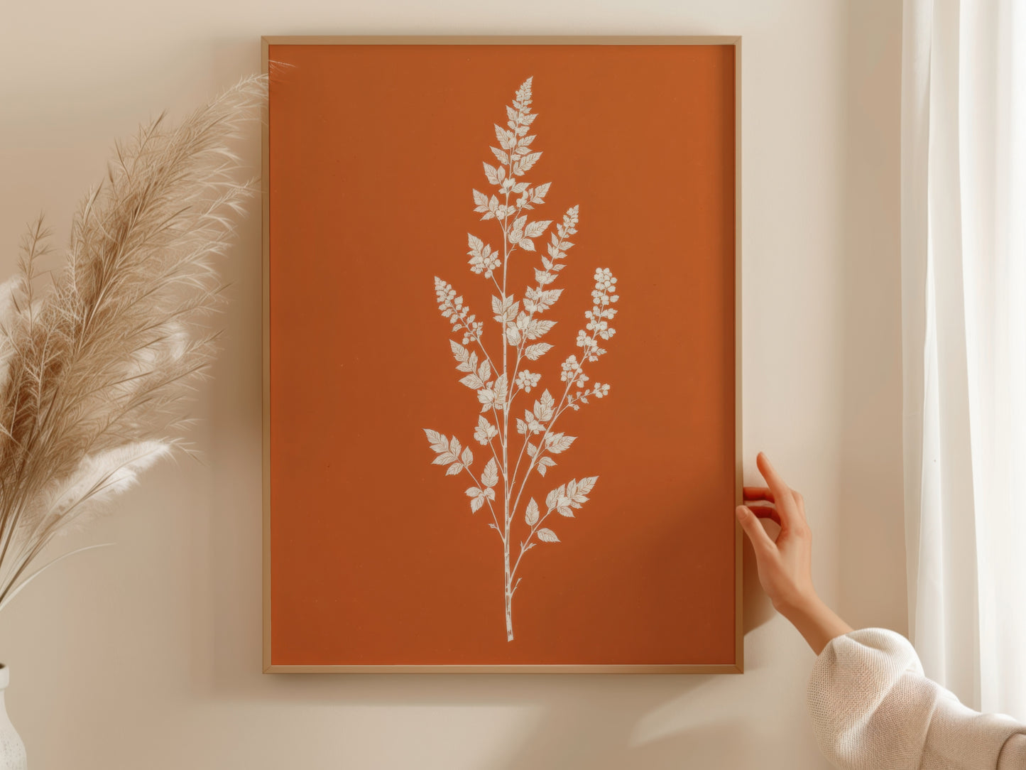 White Botanical Branch Terracotta