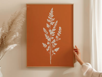 White Botanical Branch Terracotta